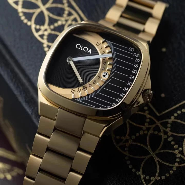 CILOA retro square watch men's brand authentic 2025 new men light luxury gift stainless steel strap waterproof quartz watch