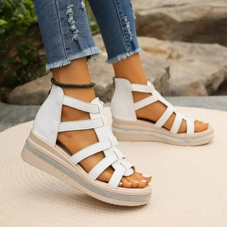 Sandalias De Mujer  2024 Summer Shoes for Women Plus Size 36-43 Women Platform Sandals Black White Beige Wedge Zapatos De Mujer