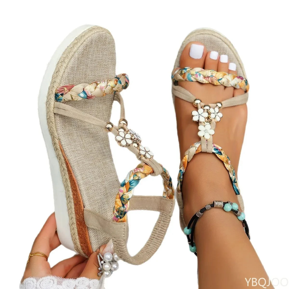 Beach Vacation Women's Sandals 2025 Summer Fashion New Sandals Classic Wedge Thick Bottom Comfortable Open Toe Hollow High Heels