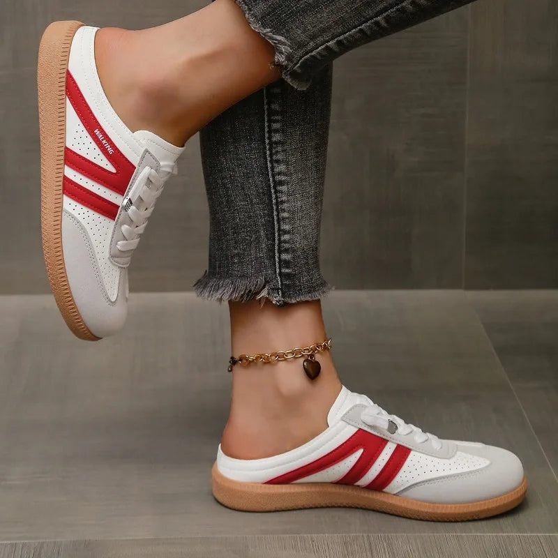 2025 New Women Shoes Sports Round Toe Flat Female Footwear Casual Sneakers Clogs Platform Summer Slip on Creeper Baotou Slippers