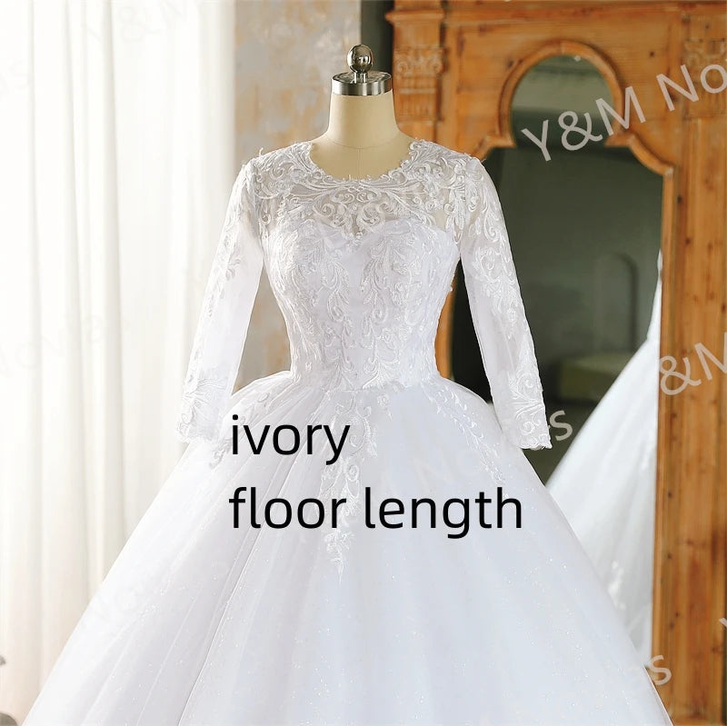 Vintage White Wedding Dress with Sleeves – Princess Bridal Gown