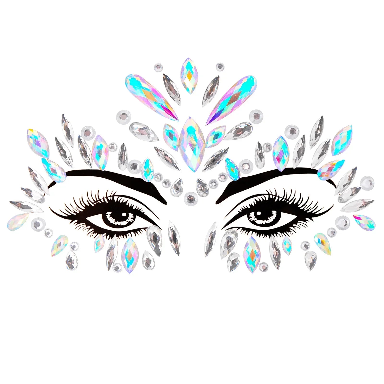 3D Sexy Face Tattoo Stickers Temporary Tattoos Glitter Fake Tattoo Rhinestones Masquerade for Women Party Face Jewels Tattoo