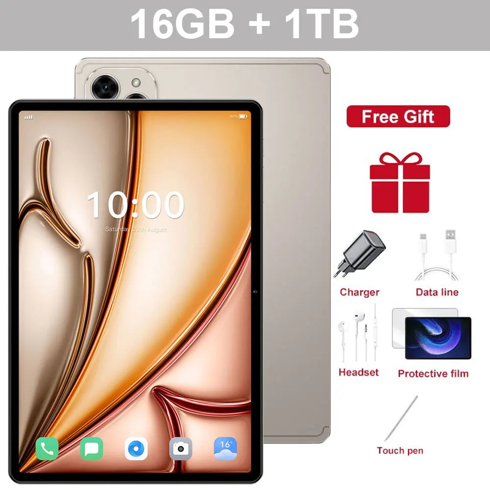 Upgraded Pad 16 Pro Tablet Android 15 Global Version 22GB+2TB 10.1" Children's Kids Tab 10000mAh Original 5G Dual SIM Tablet PC