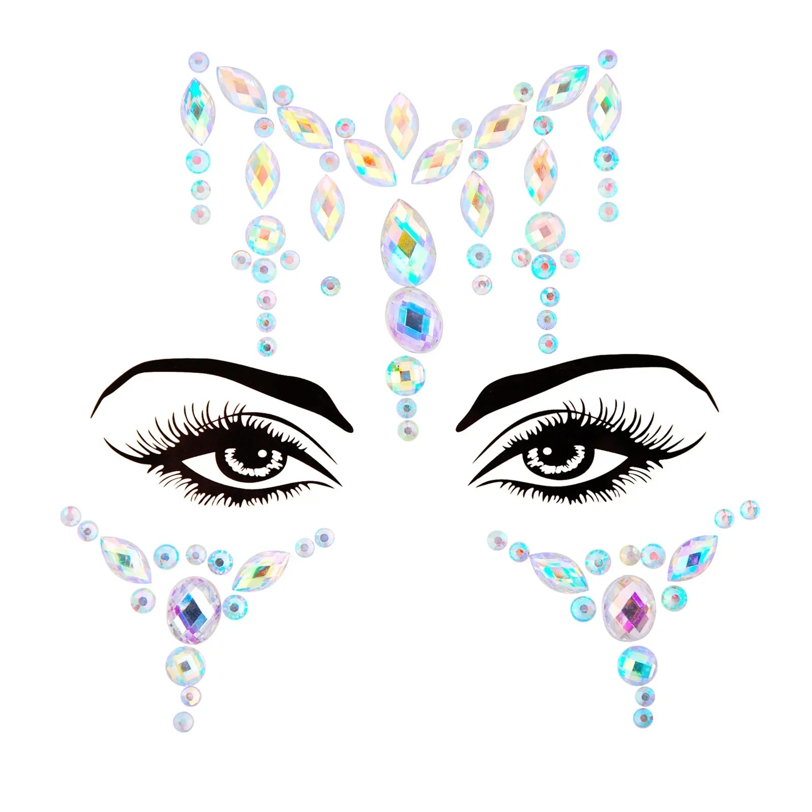 3D Sexy Face Tattoo Stickers Temporary Tattoos Glitter Fake Tattoo Rhinestones Masquerade for Women Party Face Jewels Tattoo