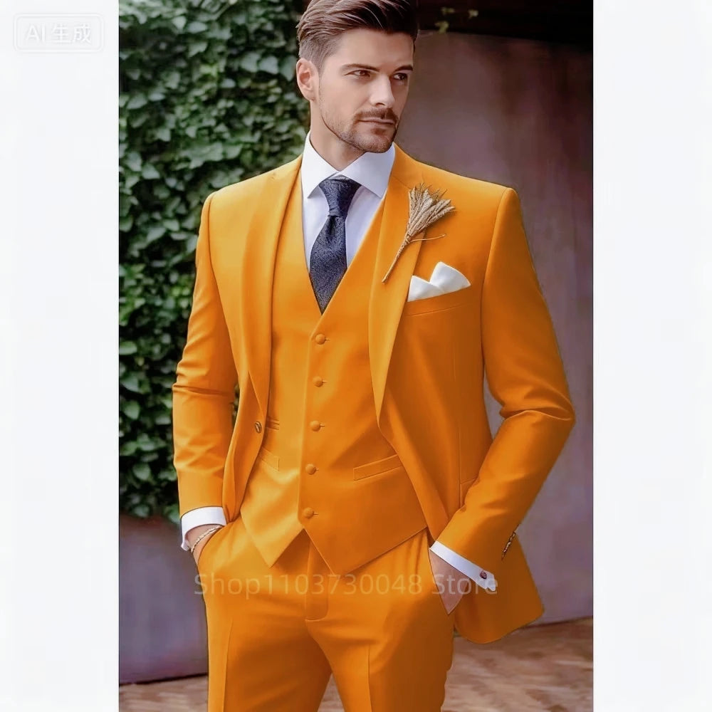 Luxury 3-Piece Men's Tuxedo Suit Slim Fit