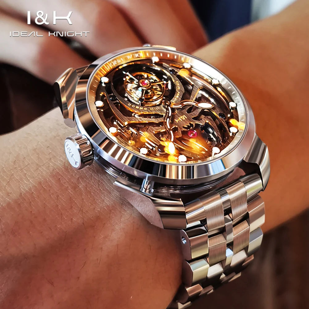 IDEAL KNIGHT 6802 Tourbillon Hollow Automatic Watch — Sapphire, Spider Dial