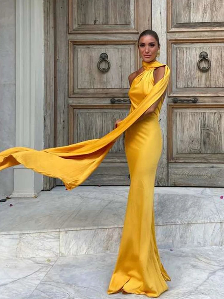 Satin Halter Backless Party Dress