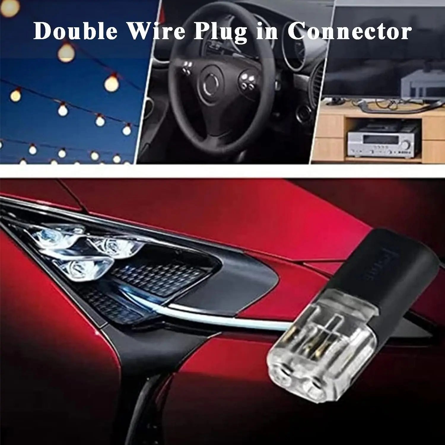 50pcs Low Voltage Wire Connector, Double Wire Plug in Connector with Locking Buckle, Led Light Strip Connectors 2 Pin