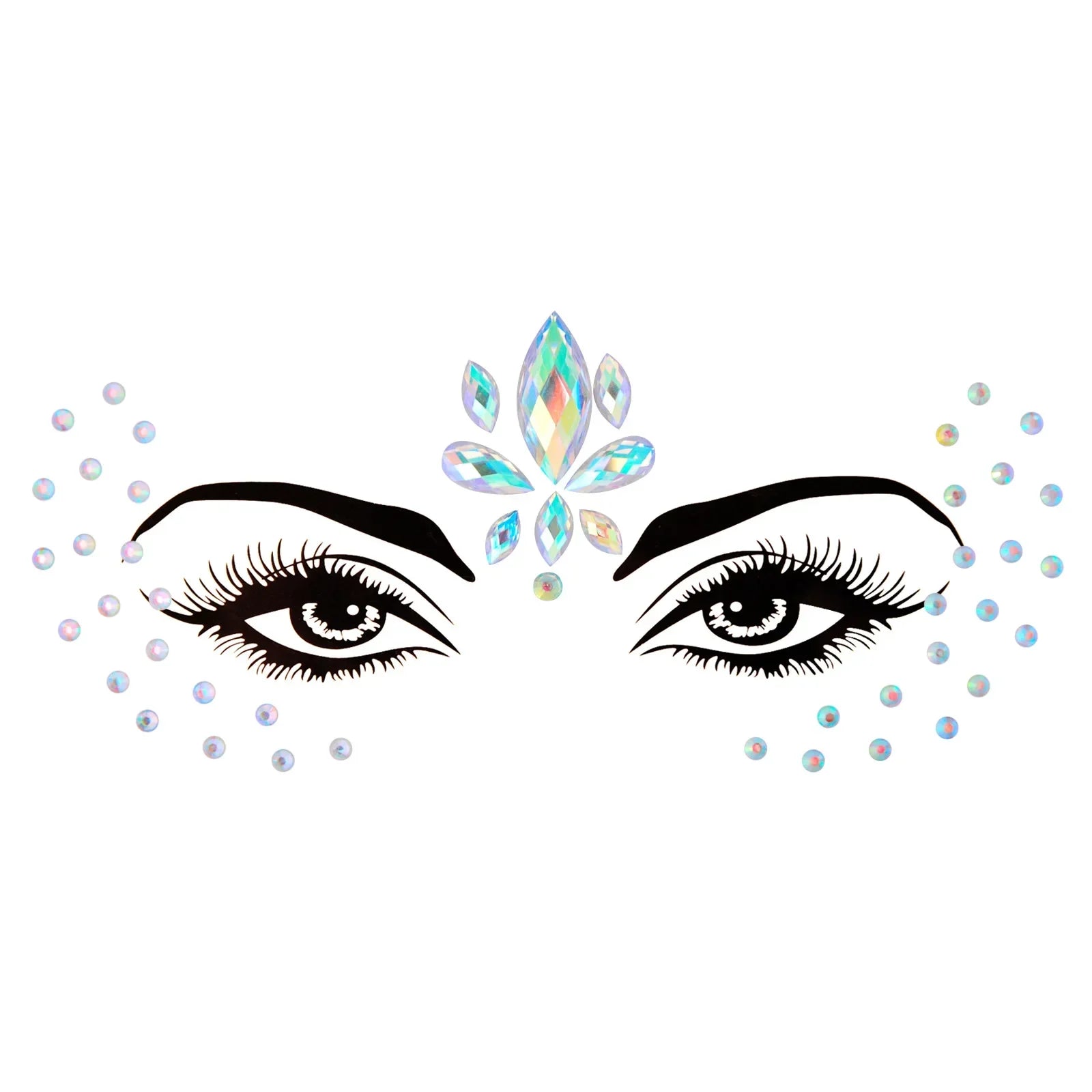 3D Sexy Face Tattoo Stickers Temporary Tattoos Glitter Fake Tattoo Rhinestones Masquerade for Women Party Face Jewels Tattoo