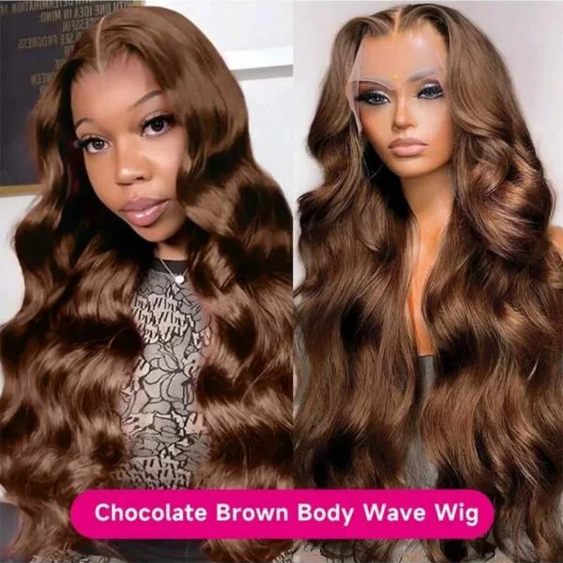 Body Wave 34 Inch Chocolate Brown HD Lace Front Wig