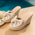 Women Wedge Sandals with Bowknot Platform Heels Comfortable Summer Slides for Beach Party Casual Fashion Style Daily Wear