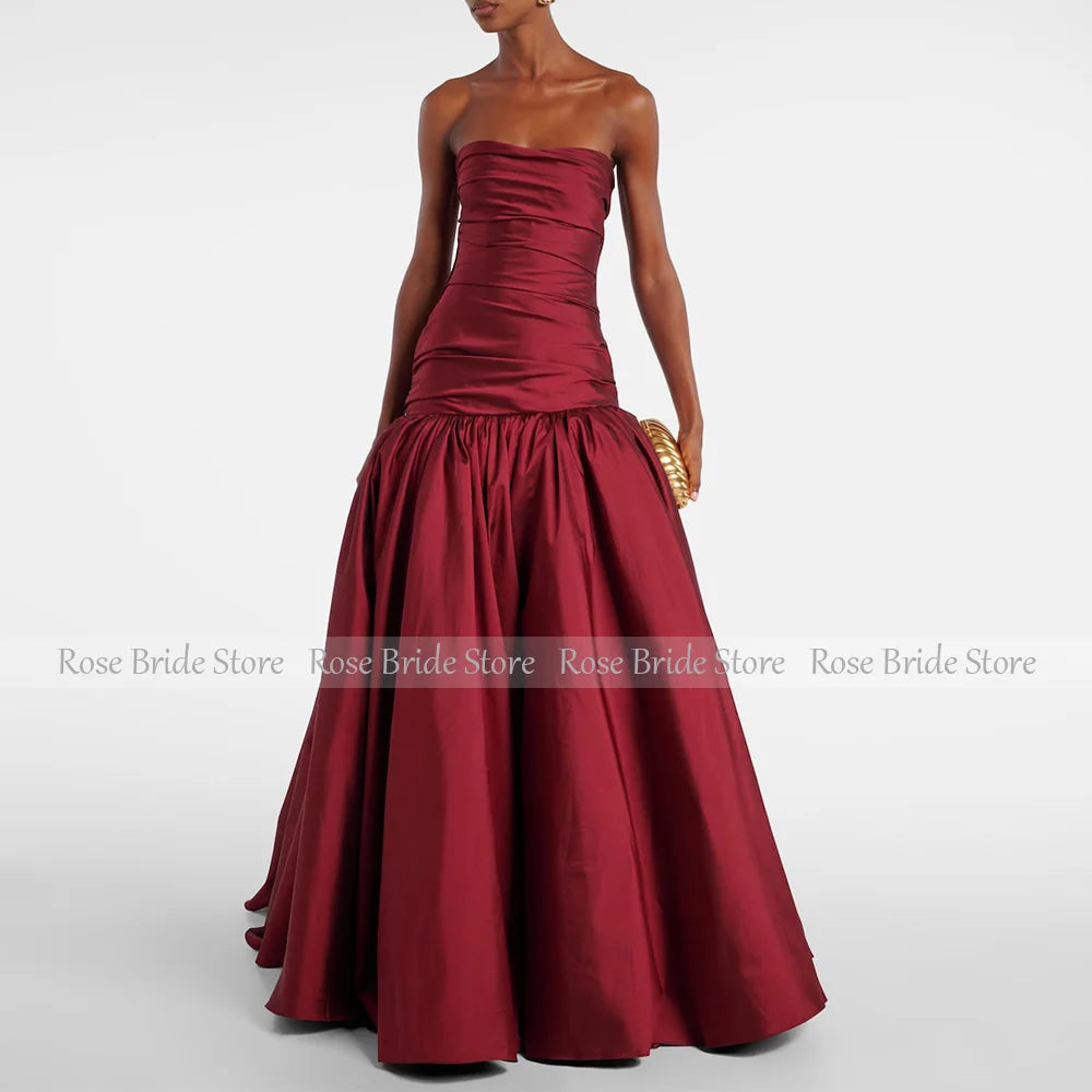 Customized Burgundy Long Formal Evening Dress – Elegant A-Line Gown