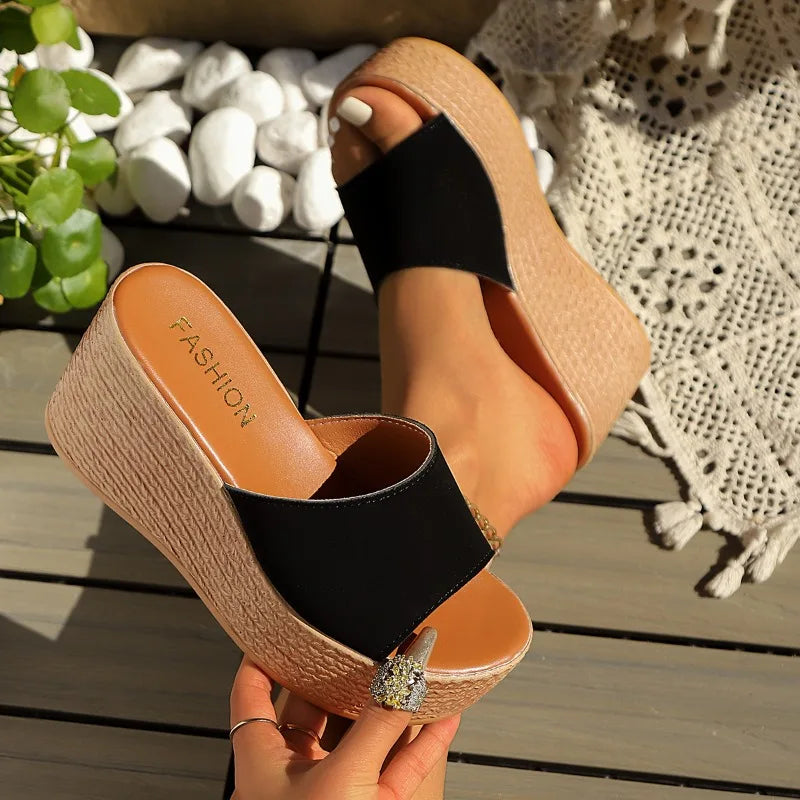 2025 New Summer Women's Sandals Peep-Toe Shoes Woman High-Heeled Platfroms Slides Women Casual Wedges for Women High Sandals