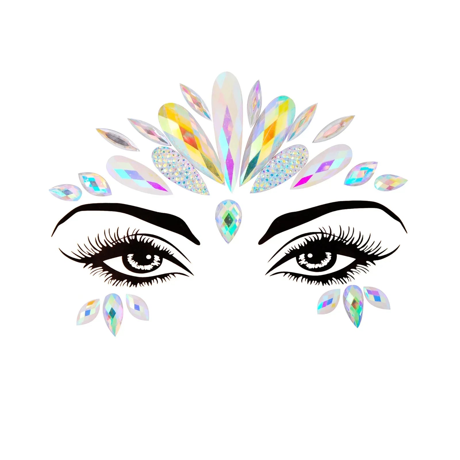 3D Sexy Face Tattoo Stickers Temporary Tattoos Glitter Fake Tattoo Rhinestones Masquerade for Women Party Face Jewels Tattoo