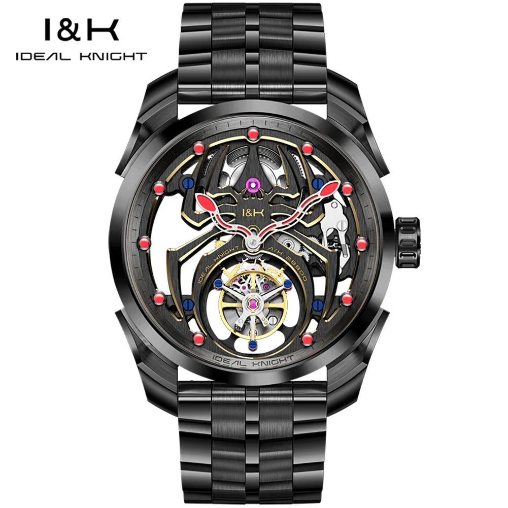 IDEAL KNIGHT 6802 Tourbillon Hollow Automatic Watch — Sapphire, Spider Dial