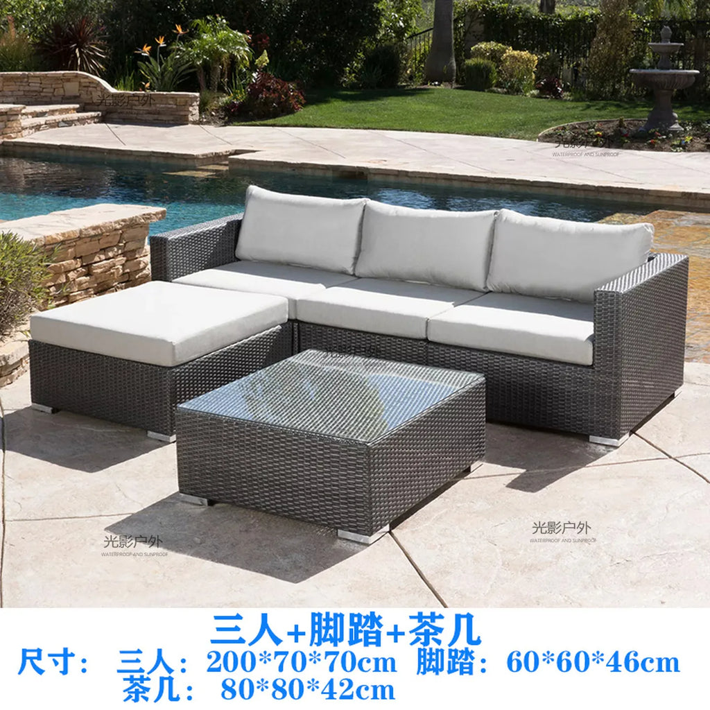Outdoor Rattan Garden Furniture Sets Sofa Modern Luxury Metal Garden Furniture Sets Storage Table Conjunto Trendy Furniture