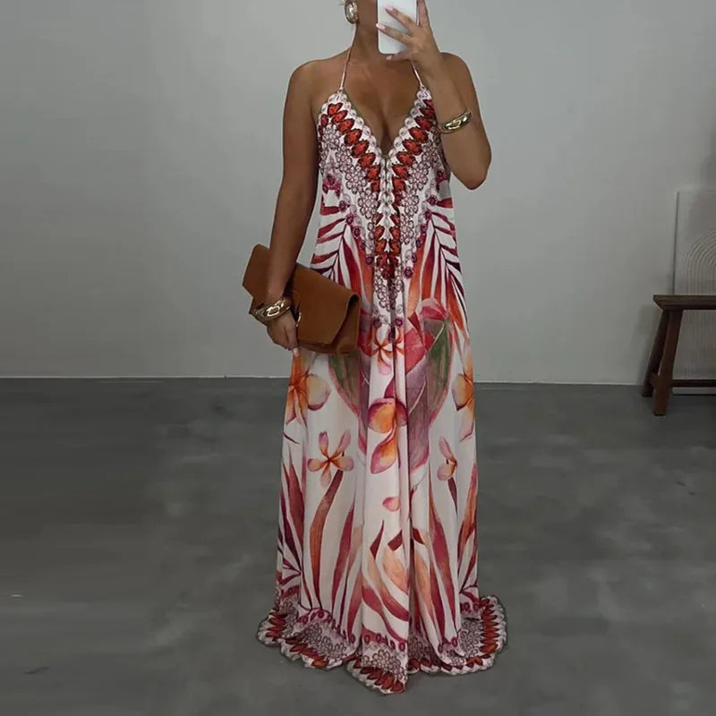 Boho V-Neck Backless Vacation Dress