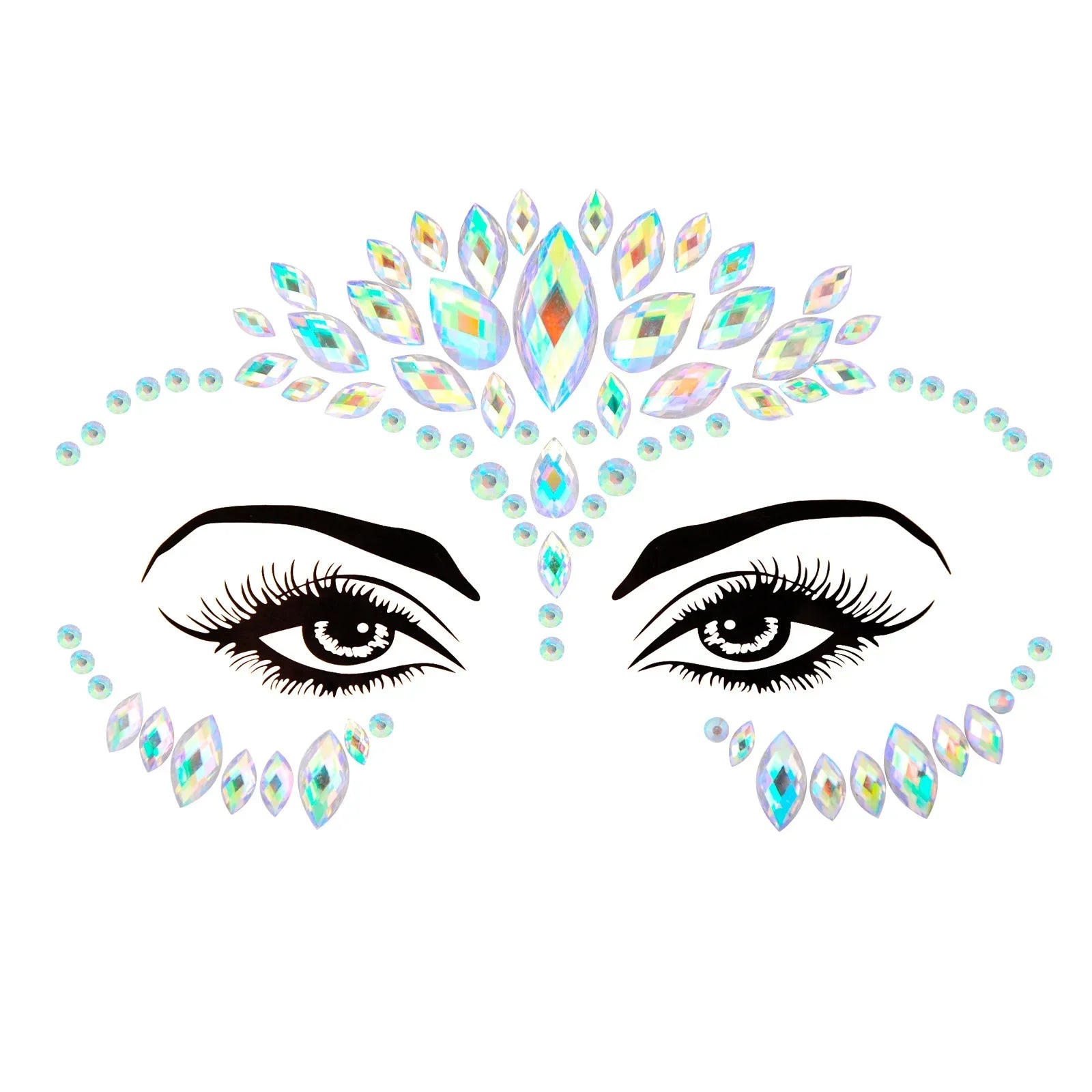 3D Sexy Face Tattoo Stickers Temporary Tattoos Glitter Fake Tattoo Rhinestones Masquerade for Women Party Face Jewels Tattoo