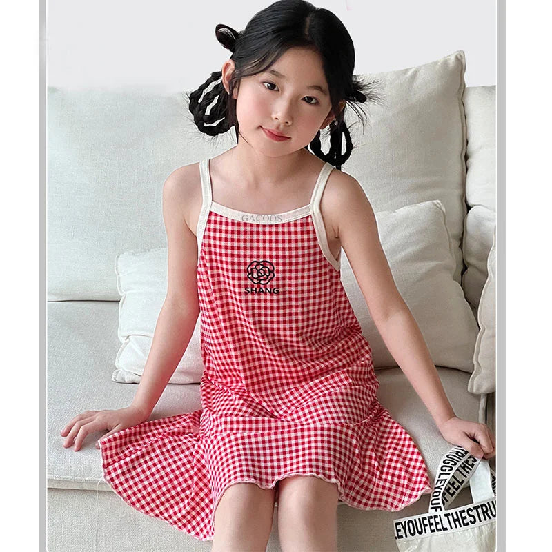 Rabbit Kids Cotton Nightdress Little Teen Girl Pajamas Dresses Children Summer Nightgowns Home Clothes Kids Sleepwear Gecelik
