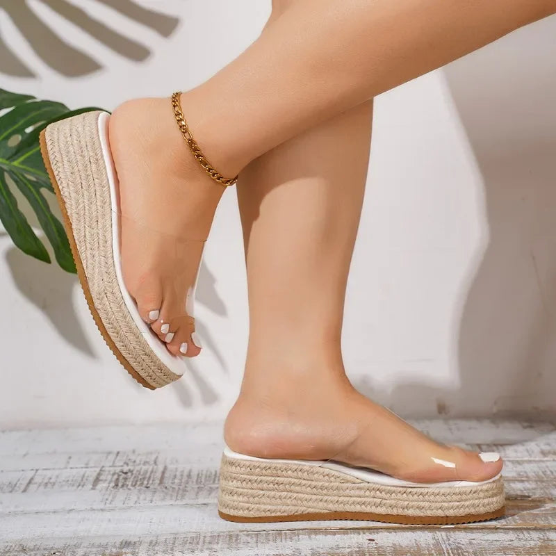 2025 Women Sandals Summer Fashion PVC Jelly Wedges Platform Women's Slippers Casual Shoes Шлепанцы Женские Летние На Платформе