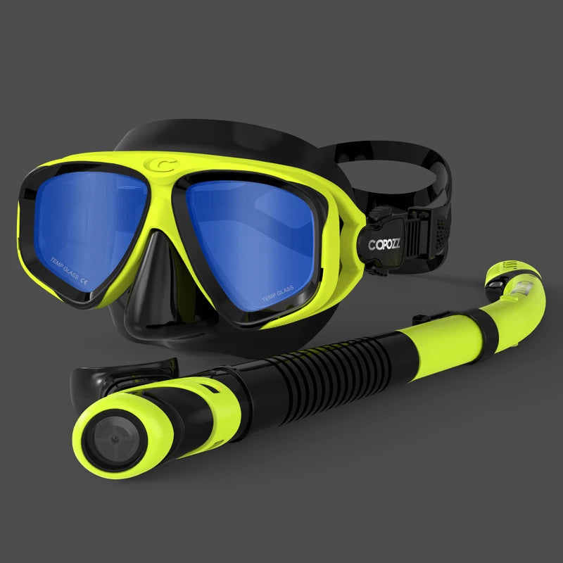 COPOZZ 2025 Scuba Diving Mask Set Anti Fog Goggles with Snorkel Glasses Tube Adjustable Strap for Women Men Adult Swimming Mask