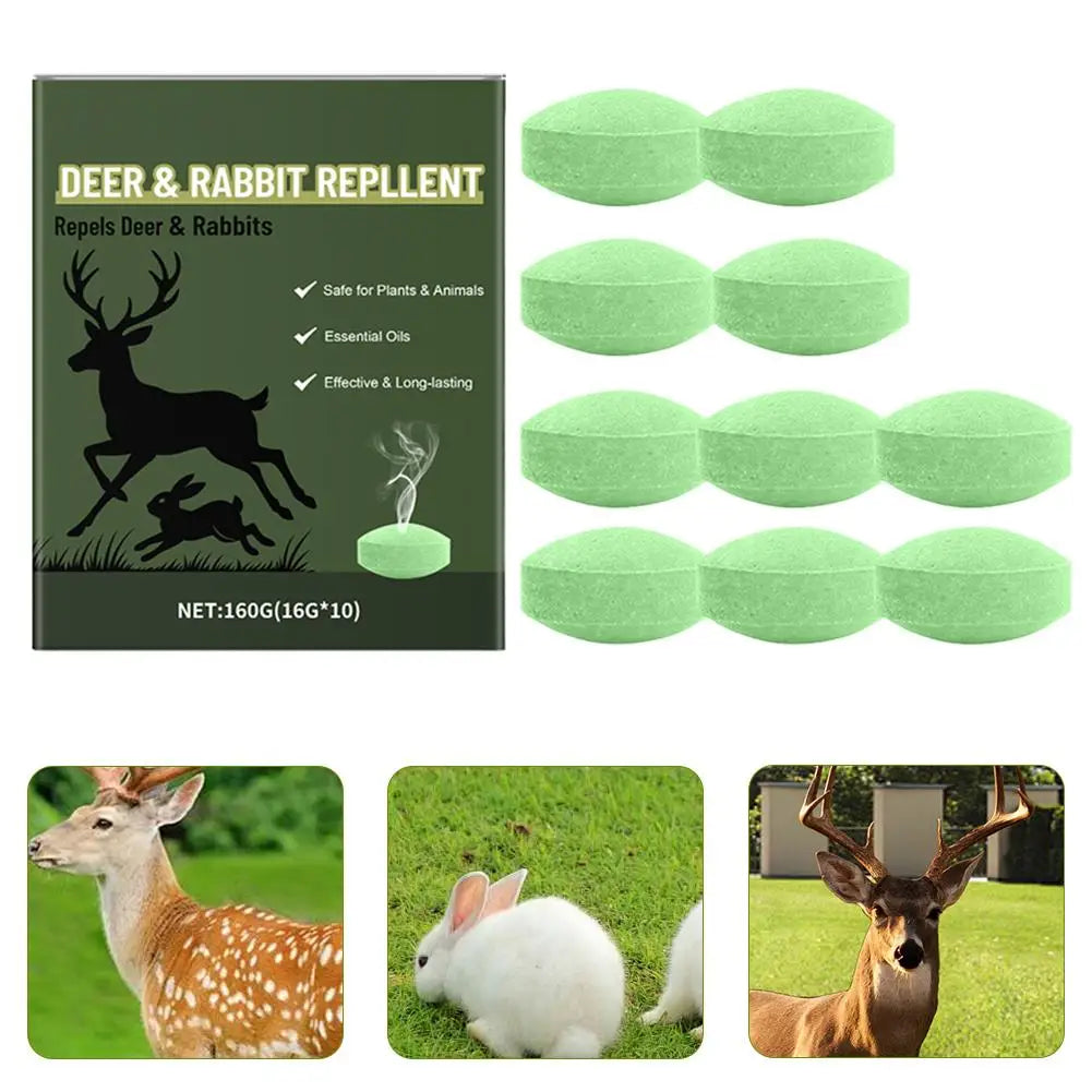 10Pcs Deer and Rabbit Repellent Pills Home Outdoor Courtyard Plant Oil Odor Repellent Long lasting Repellent Pills