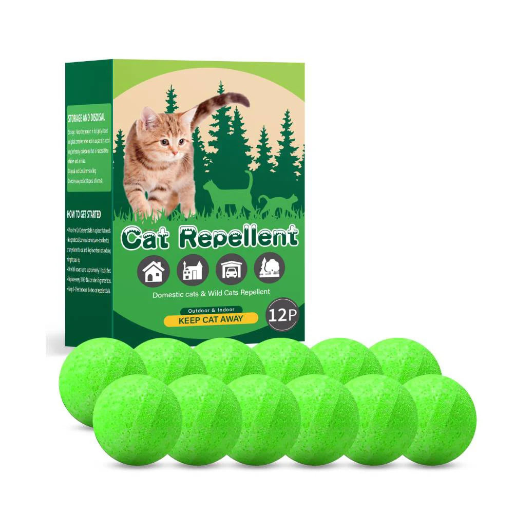 12-48PCS Cat Deterrent Outdoor Indoor Natural Peppermint Oil Cat Deterrent Ball Cat Repellent Keep Cats Off Yard Garden Lawn Pla