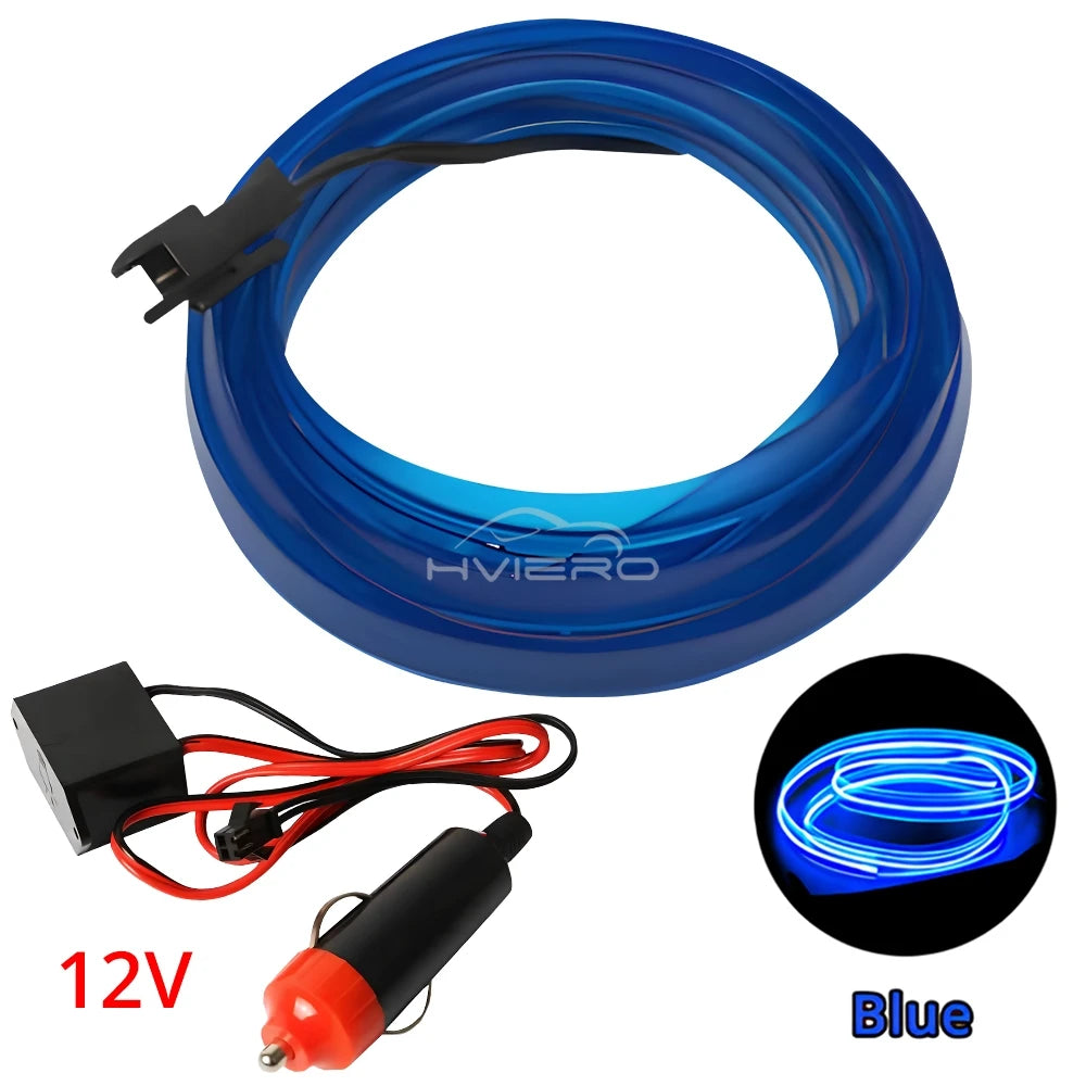Hot Sale 1/2/3/5M Car Interior Lighting LED Door Strip Decoration Garland Wire Rope Tube Line Flexible Neon Lamps Bar USB Drive