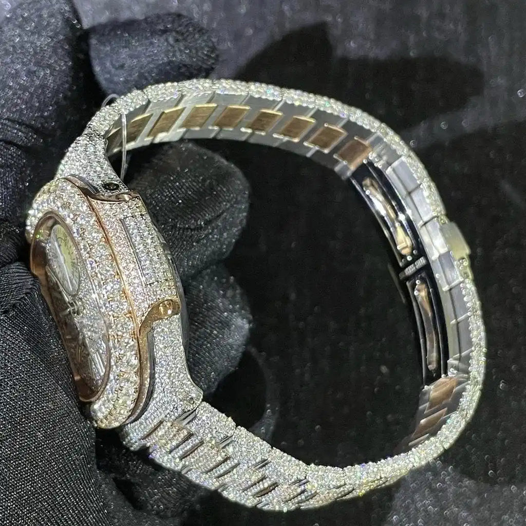 Hip Hop Iced Out Automatic Mechanical Watch — Square Case, Diamond Accents
