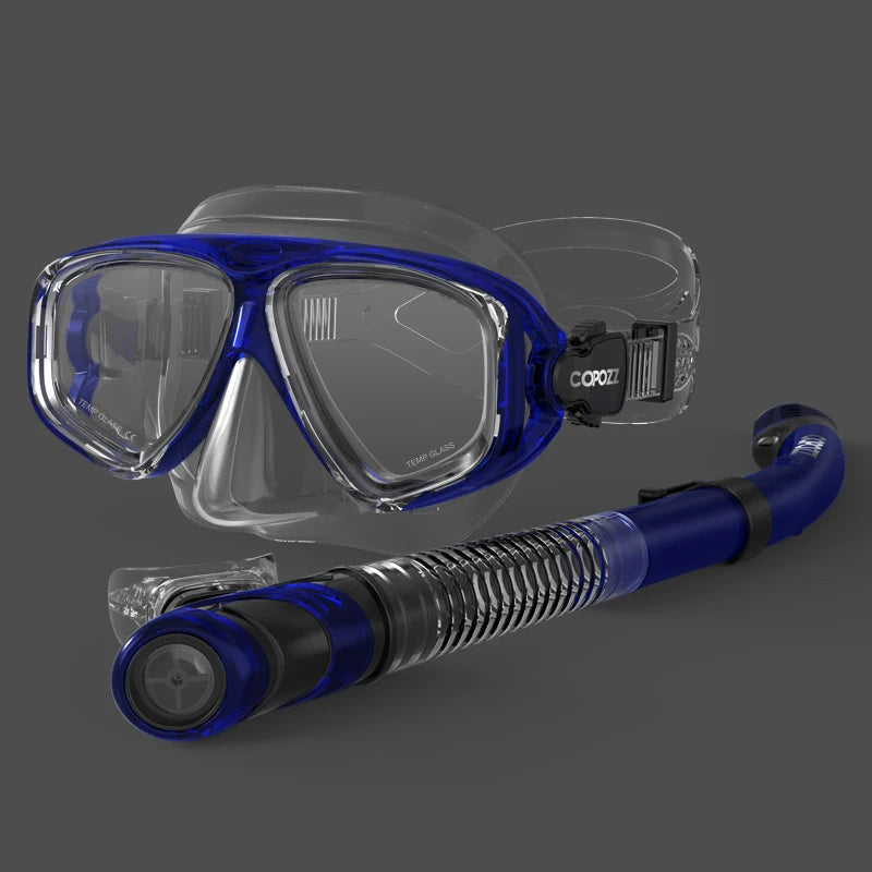 COPOZZ 2025 Scuba Diving Mask Set Anti Fog Goggles with Snorkel Glasses Tube Adjustable Strap for Women Men Adult Swimming Mask