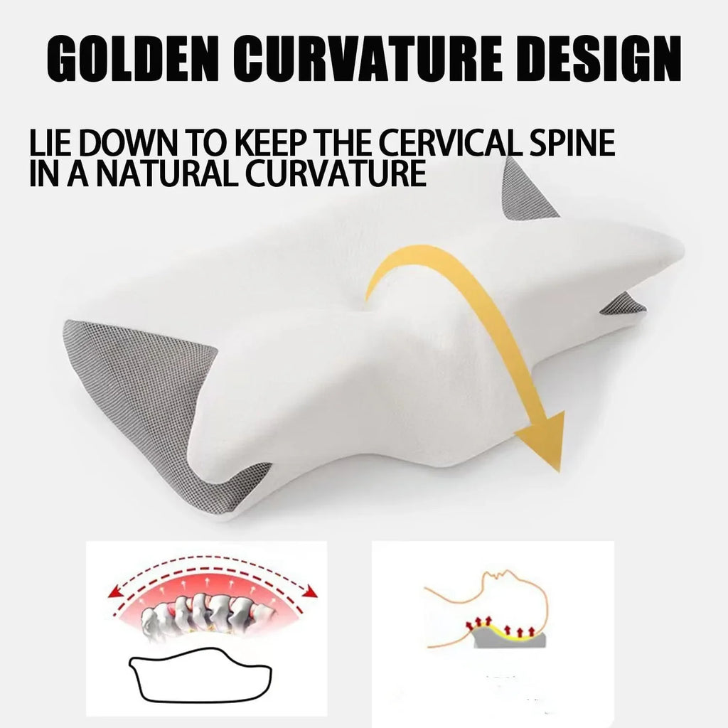 Stitching Color Pillow Memory Foam Cervical Ergonomic Contoured Orthopedic Relaxing Cervical Pillow Versatile Support Pillow