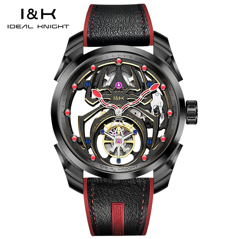 IDEAL KNIGHT 6802 Tourbillon Hollow Automatic Watch — Sapphire, Spider Dial