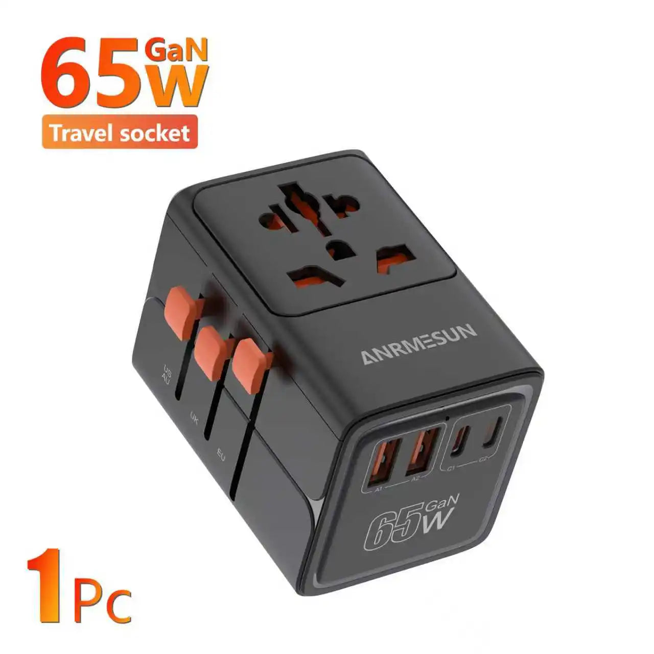 Universal Travel Adapter 4-in-1 with USB-C PD 65W