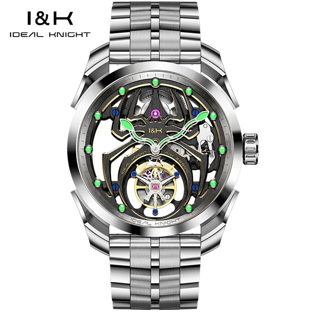 IDEAL KNIGHT 6802 Tourbillon Hollow Automatic Watch — Sapphire, Spider Dial