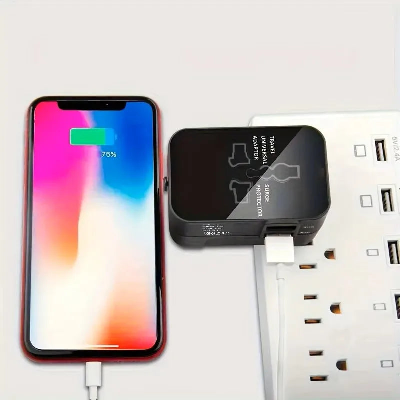 Universal AC Power Adapter — EU/US Plug Converter with Dual USB Ports
