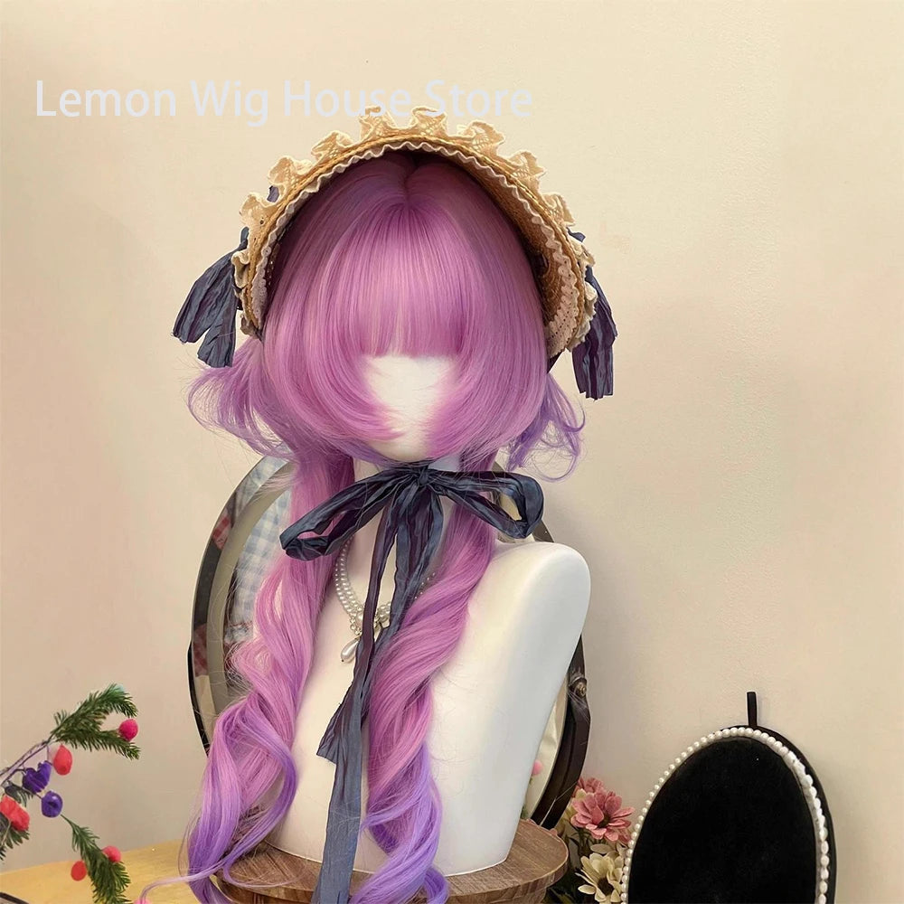Double Ponytail Long Curly Lolita Cosplay Wig