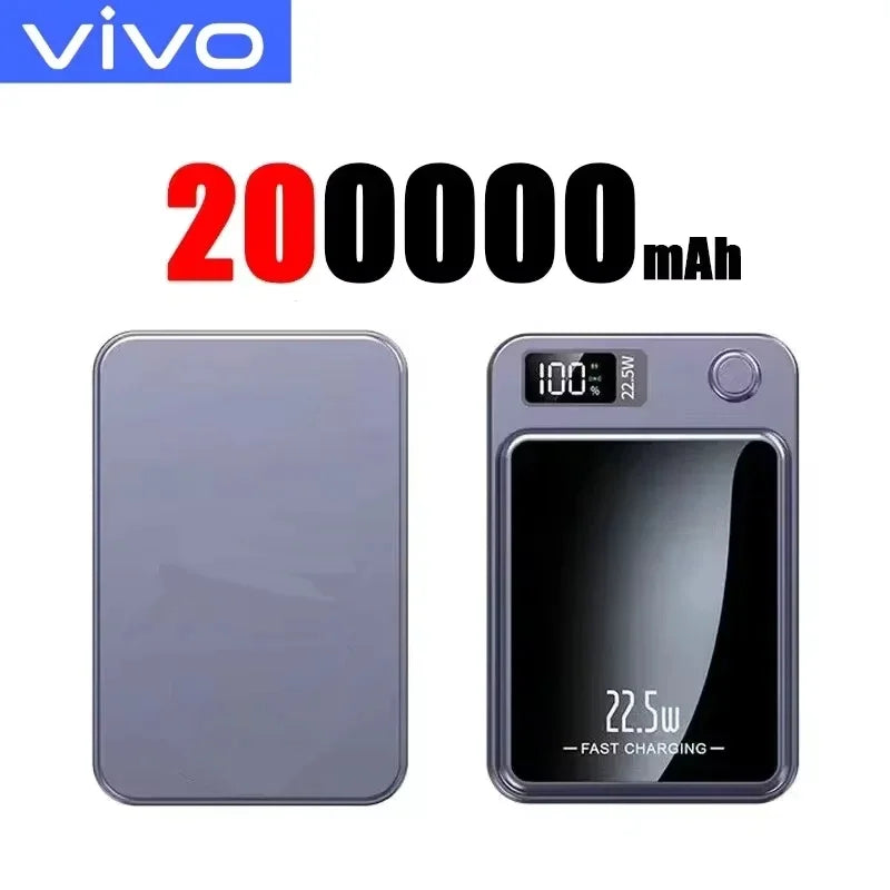 VIVO 500000mAh Wireless Magnetic PowerBank 22.5W Fast Charging Portable External Battery PowerBank Adapter For iPhone Huawei