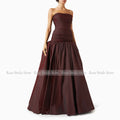 Customized Women's Evening Dress 2026 – Pleated Taffeta Long A-Line Gown
