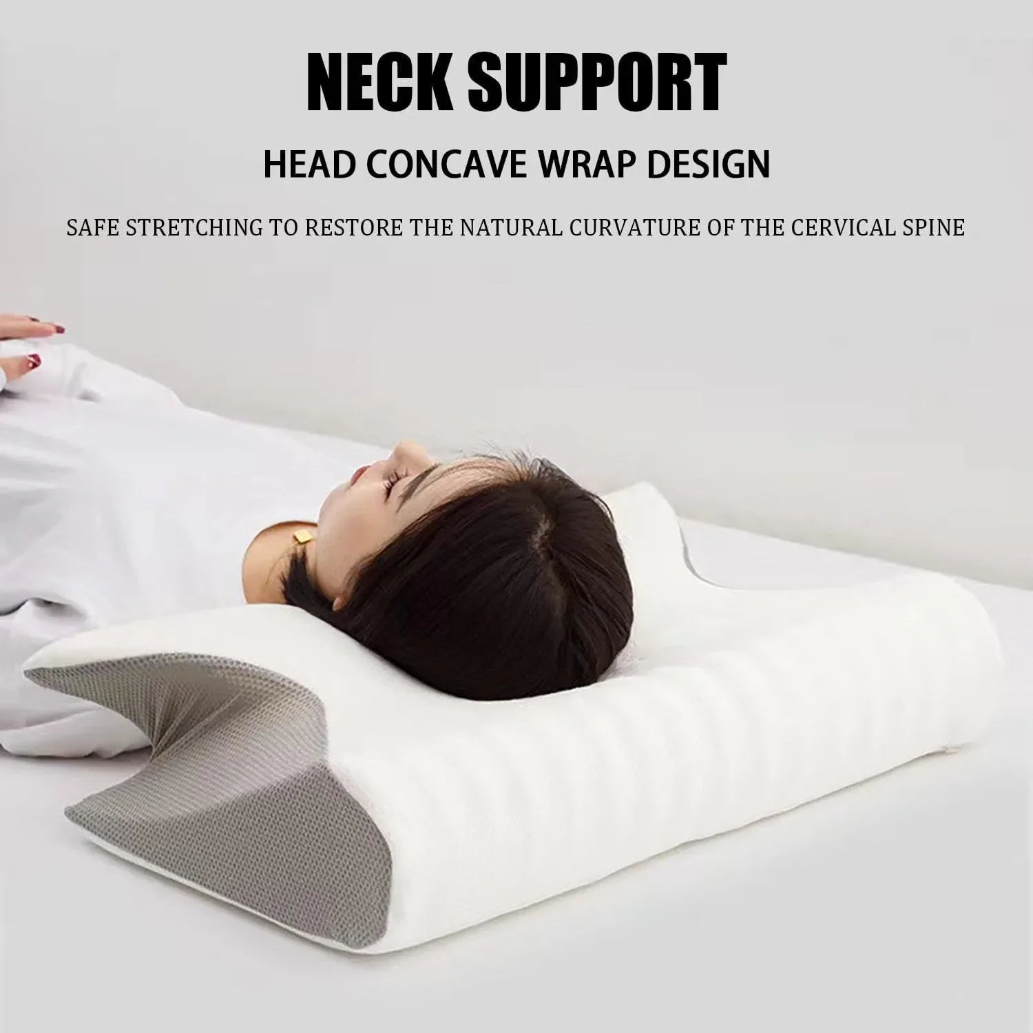 Stitching Color Pillow Memory Foam Cervical Ergonomic Contoured Orthopedic Relaxing Cervical Pillow Versatile Support Pillow