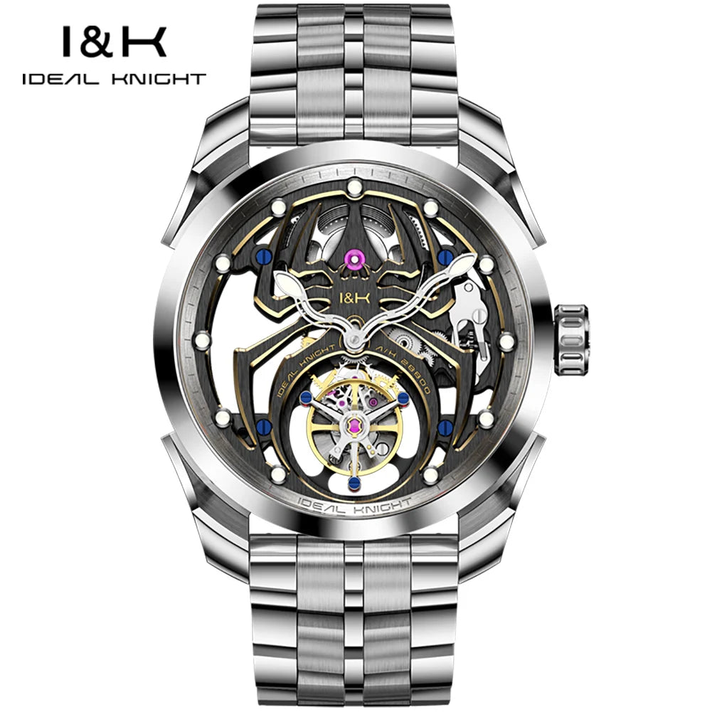 IDEAL KNIGHT 6802 Tourbillon Hollow Automatic Watch — Sapphire, Spider Dial