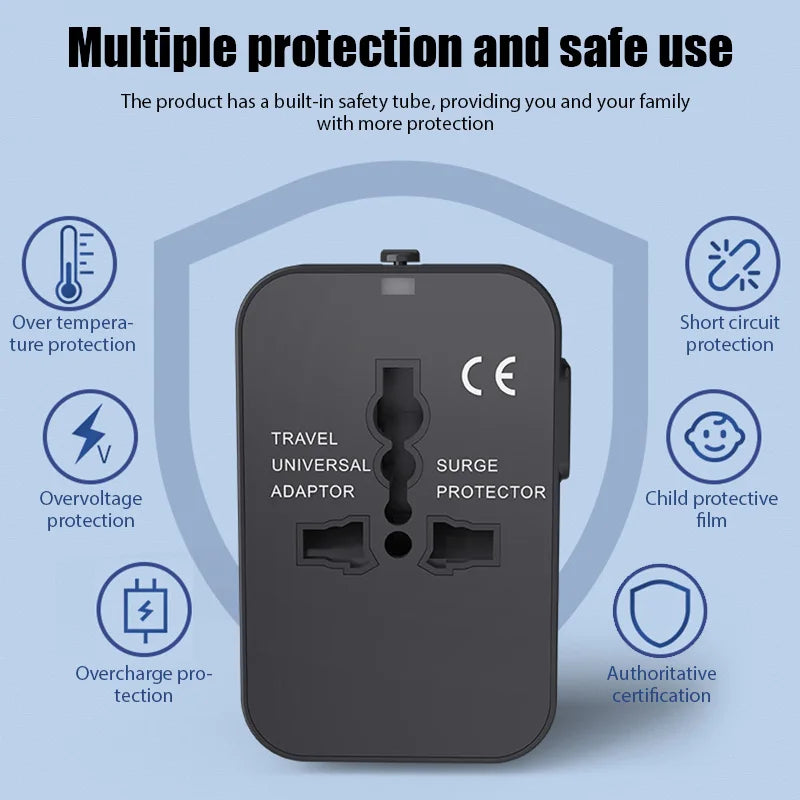 Universal Travel Adapter — 150+ Countries with 2 USB Ports & Surge Protection