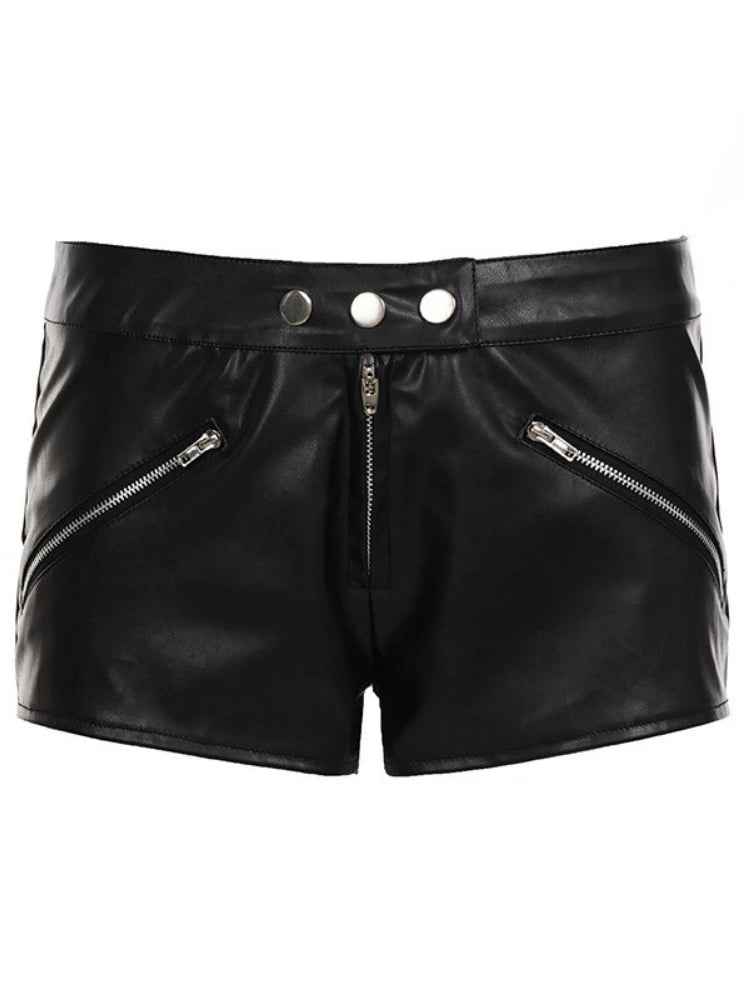 Y2K Low-Rise Faux Leather Shorts