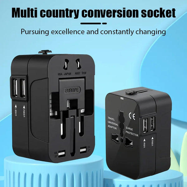 Universal Travel Adapter — 150+ Countries with 2 USB Ports & Surge Protection