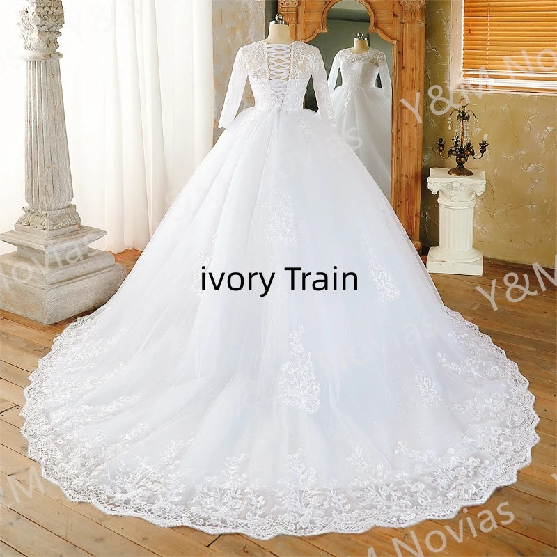 Vintage White Wedding Dress with Sleeves – Princess Bridal Gown