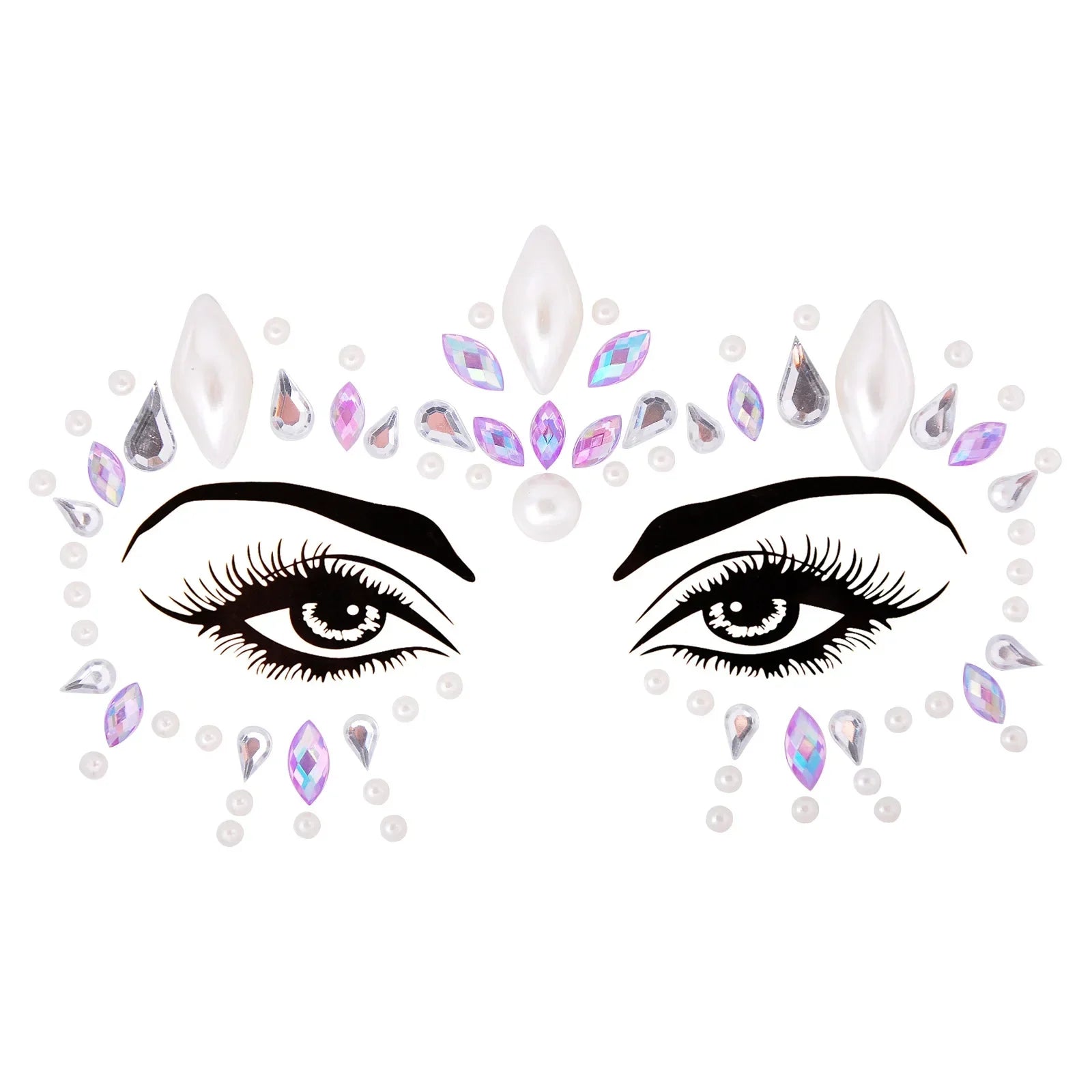 3D Sexy Face Tattoo Stickers Temporary Tattoos Glitter Fake Tattoo Rhinestones Masquerade for Women Party Face Jewels Tattoo