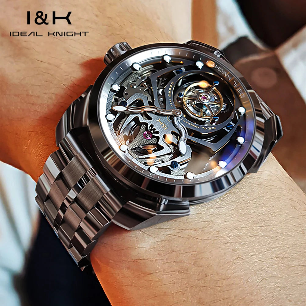 IDEAL KNIGHT 6802 Tourbillon Hollow Automatic Watch — Sapphire, Spider Dial