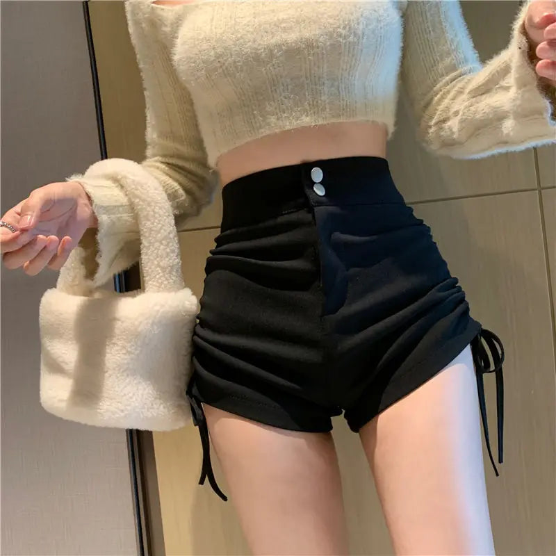Black High-Waist Skinny Shorts