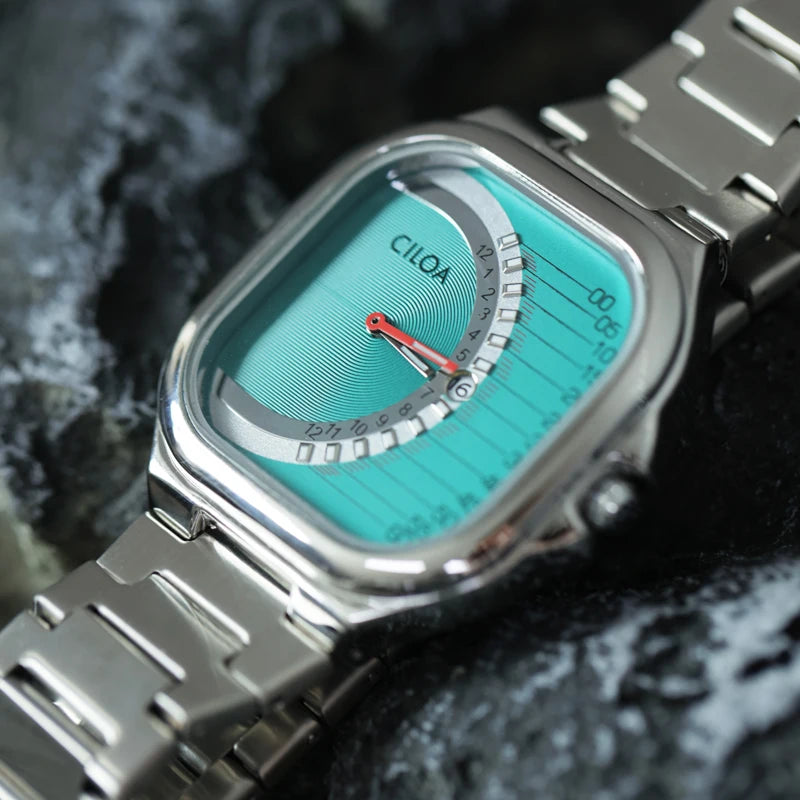 CILOA retro square watch men's brand authentic 2025 new men light luxury gift stainless steel strap waterproof quartz watch
