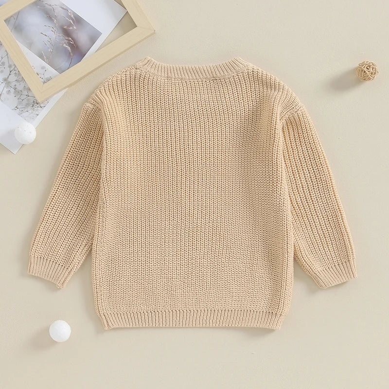 1-5Years Toddler Baby Boys Sweater  Autumn Winter Clothes Long Sleeve Letter Embroidery Pullover Knitwear Tops