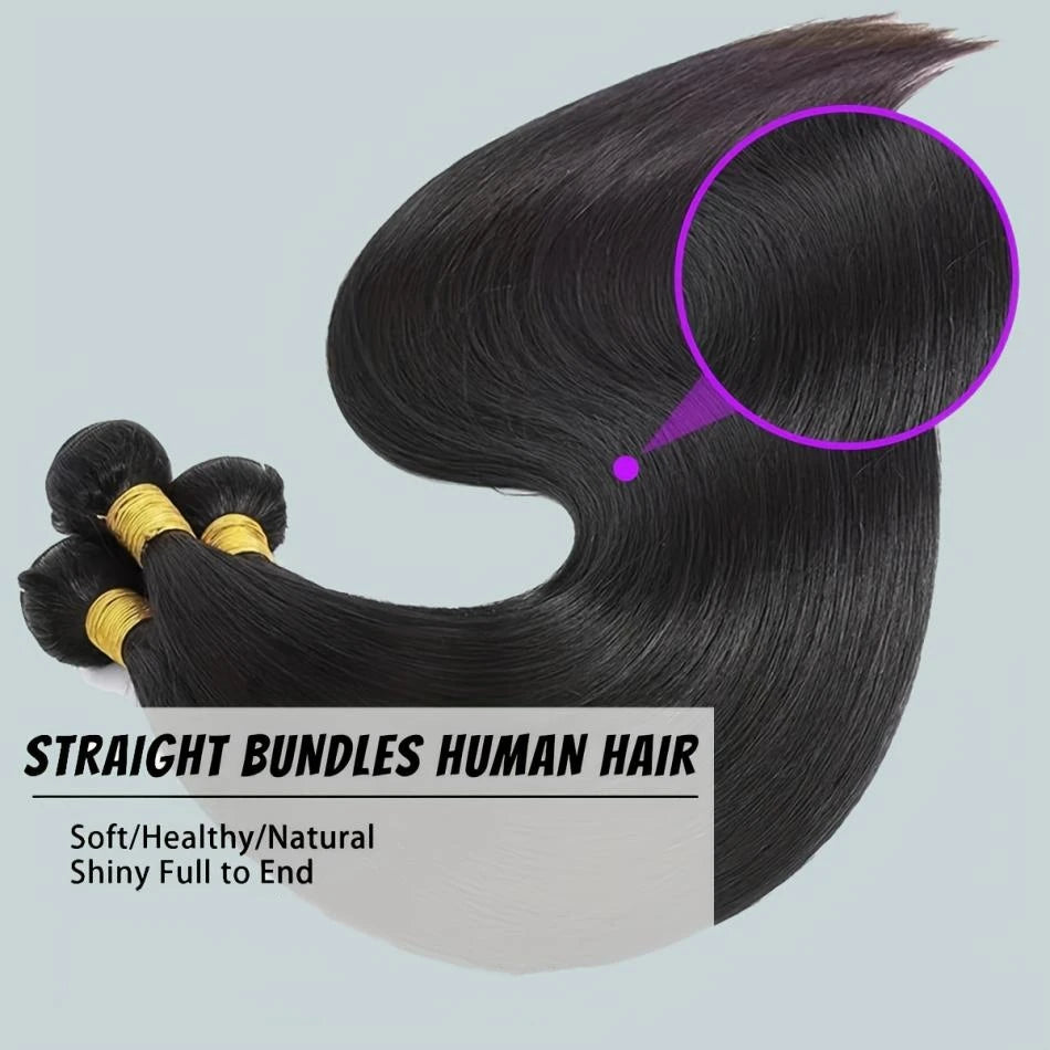 Bone Straight 100% Virgin Human Hair Bundles 26-30 Inch